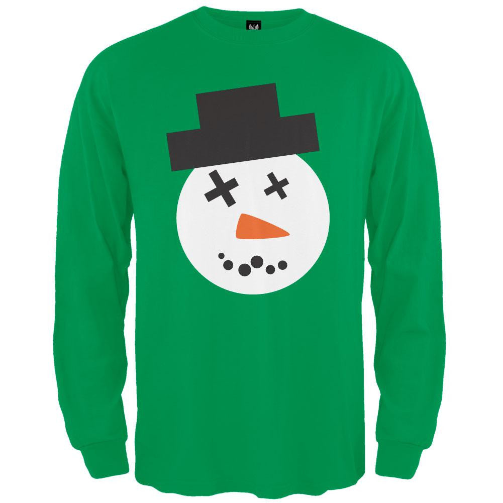 Snowman Face Ugly Christmas Sweater Black Adult Long Sleeve T-Shirt Men's Long Sleeves Old Glory   