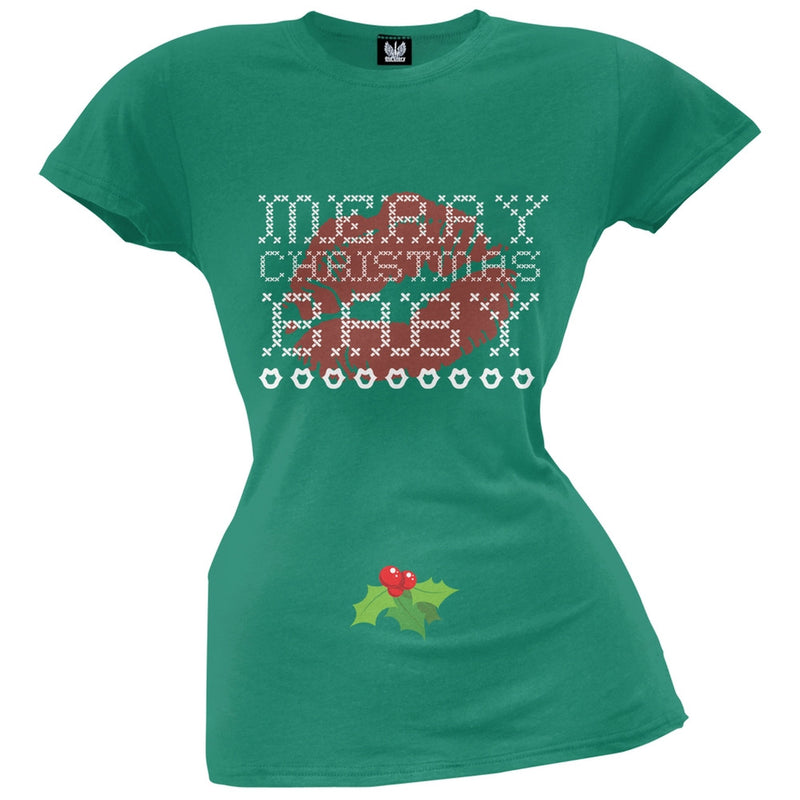 Merry Christmas Baby Ugly Christmas Juniors Black T-Shirt Juniors T-Shirts Old Glory   