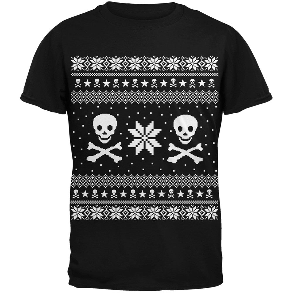 Skull & Crossbones Ugly Christmas Sweater Black Youth T-Shirt Youth T-Shirts Old Glory   