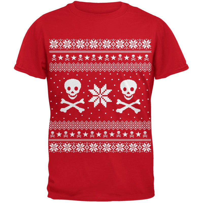 Skull & Crossbones Ugly Christmas Sweater Black Youth T-Shirt Youth T-Shirts Old Glory   