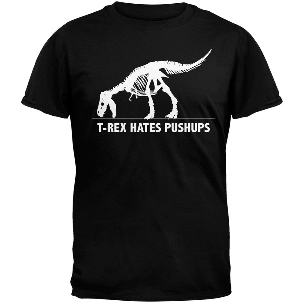 Jurassic TRex Hates Pushups Black TShirt Old Glory