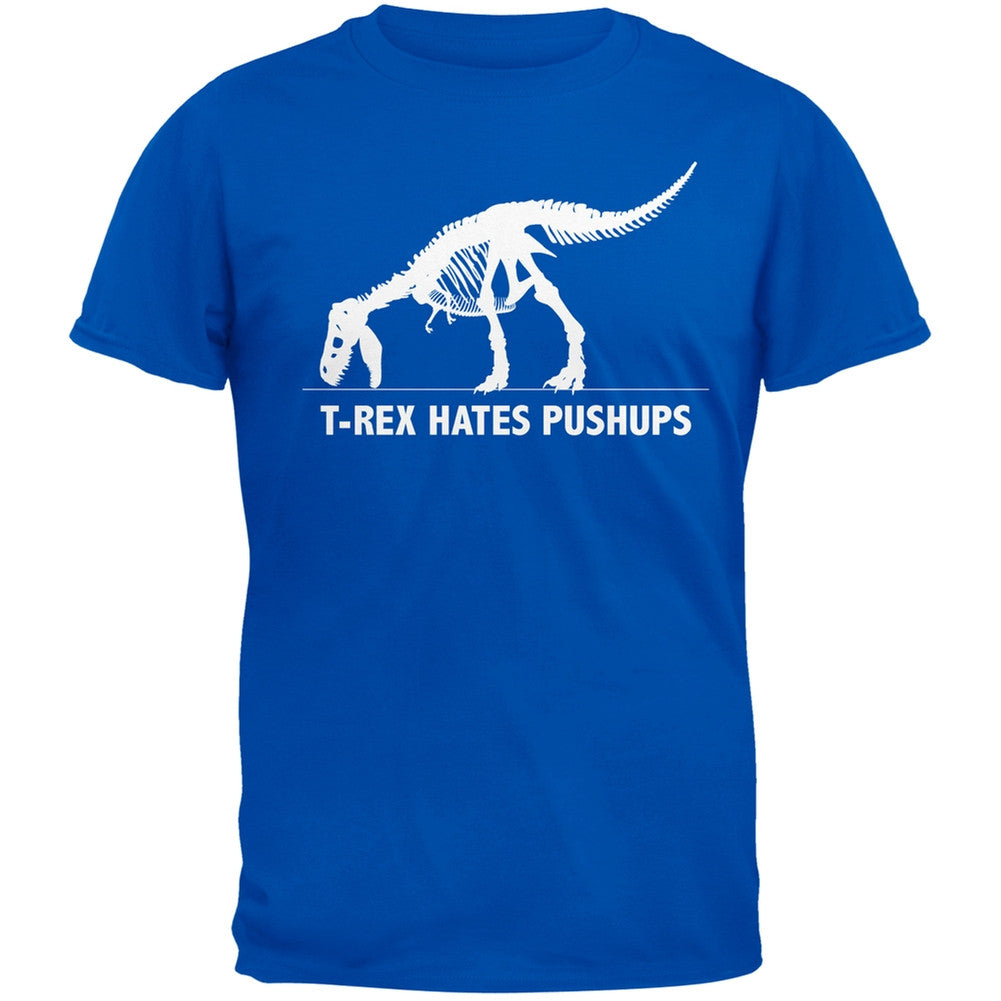 Jurassic - T-Rex Hates Pushups Blue T-Shirt Men's T-Shirts Old Glory 2XL Blue 