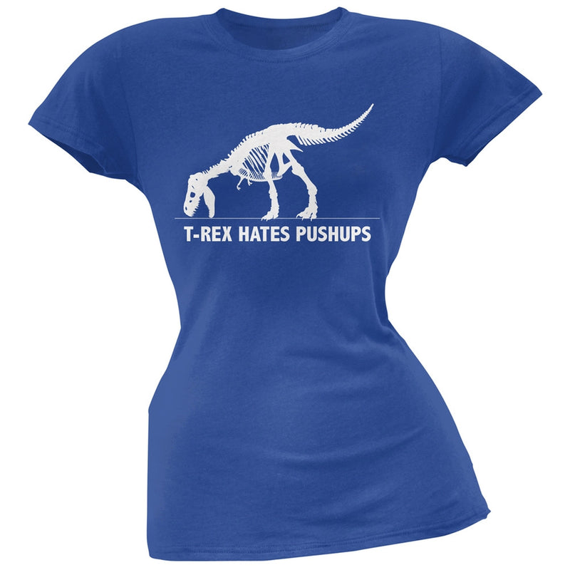 Jurassic - T-Rex Hates Pushups Black Juniors T-Shirt Juniors T-Shirts Old Glory   