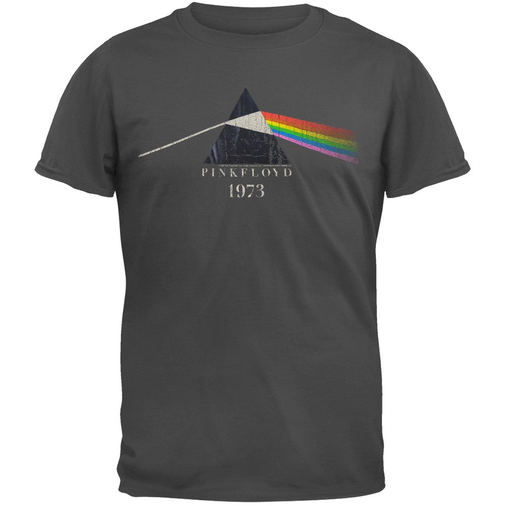 Pink Floyd - 1973 Crackle Prism Logo T-Shirt Men's T-Shirts Pink Floyd SM Grey 