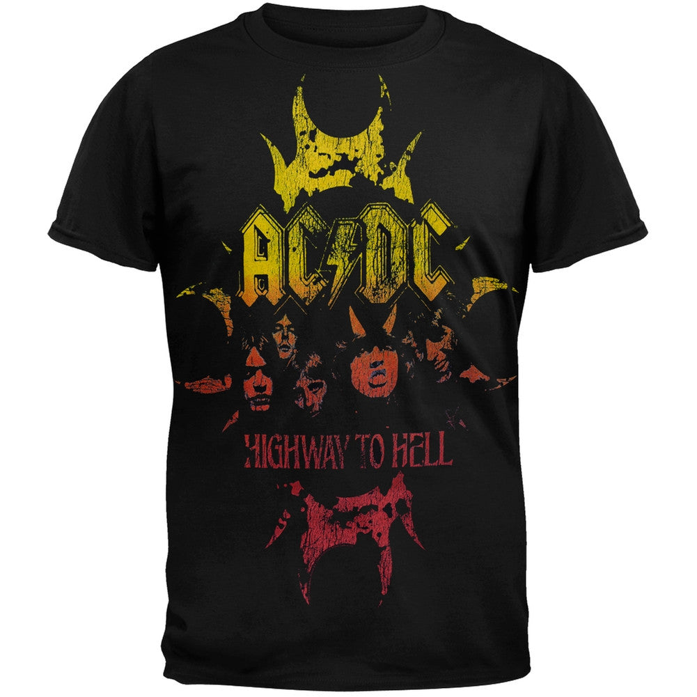 AC/DC -  Highway To Hell Crackle Horn Logo T-Shirt Men's T-Shirts AC/DC SM Black 