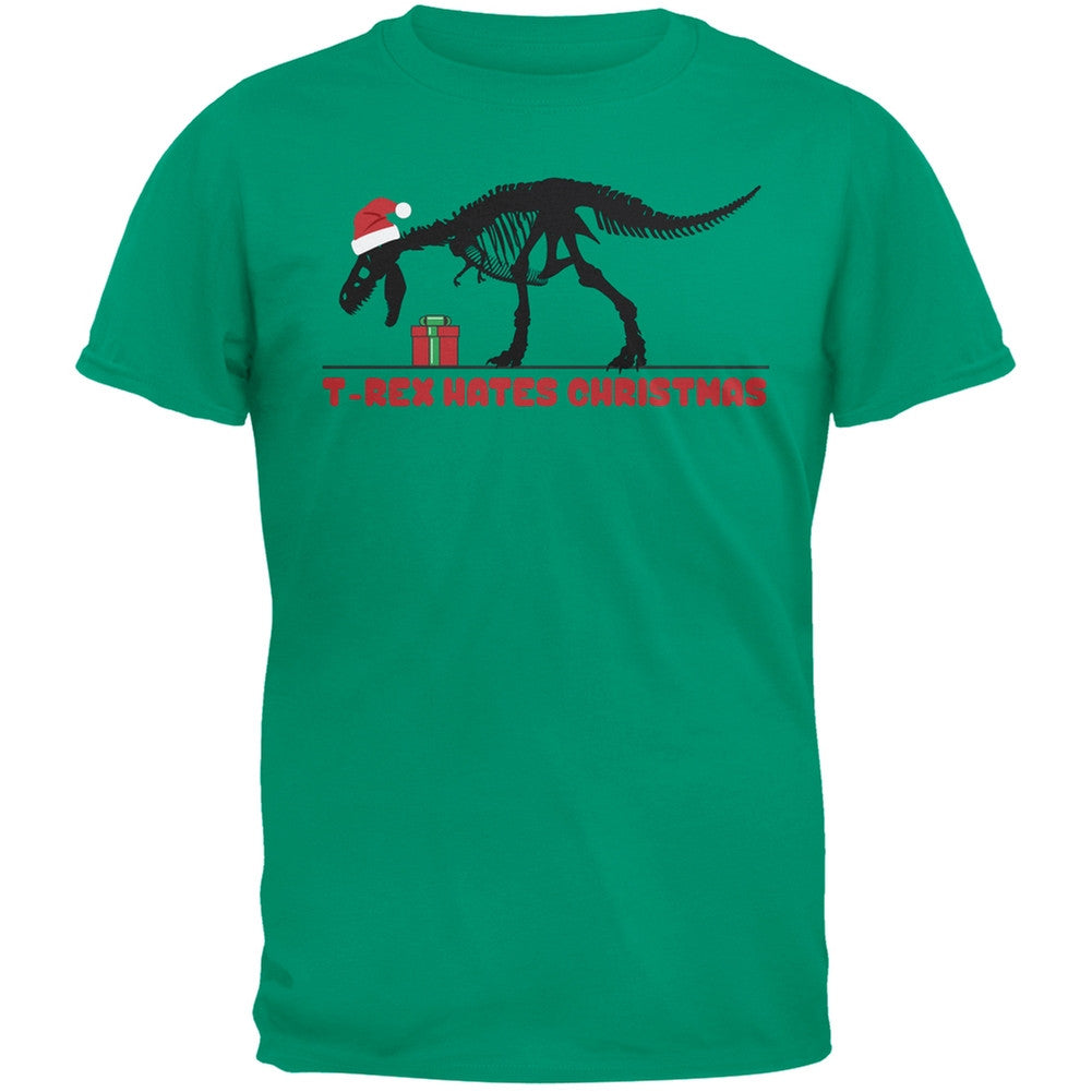 T-Rex Hates Christmas Presents Black T-Shirt Men's T-Shirts Old Glory   