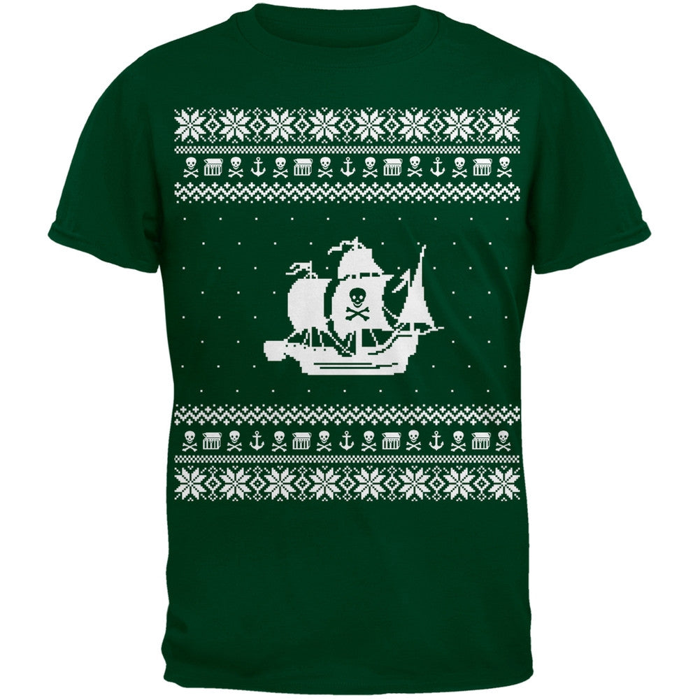 Pirate Ship Ugly Christmas Sweater Green Youth T-Shirt Youth T-Shirts Old Glory   