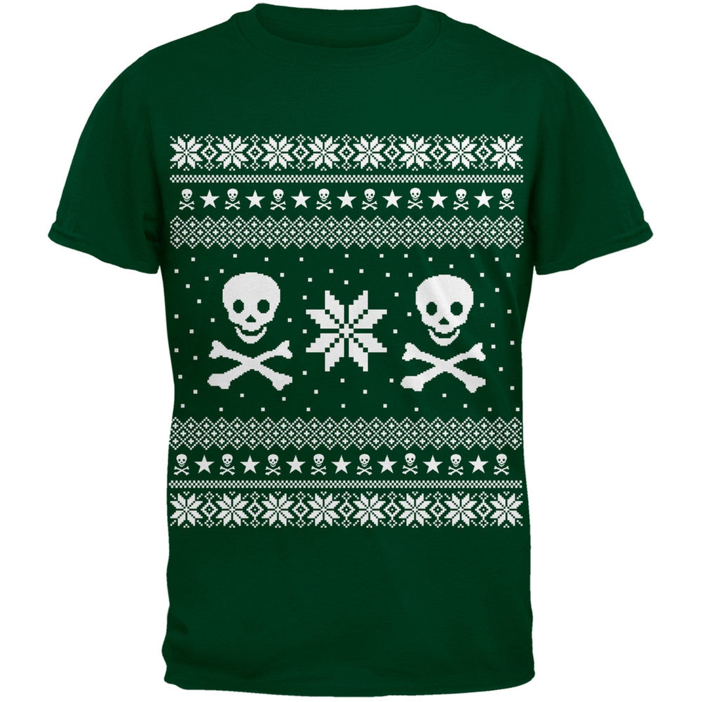 Skull & Crossbones Ugly Christmas Sweater Black Youth T-Shirt Youth T-Shirts Old Glory   