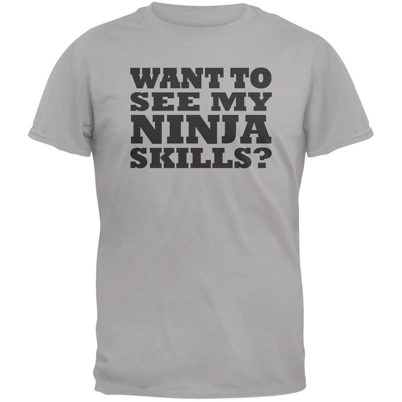 Want To See My Ninja Skills Adult Black Flip Up T-Shirt Men's T-Shirts Old Glory   