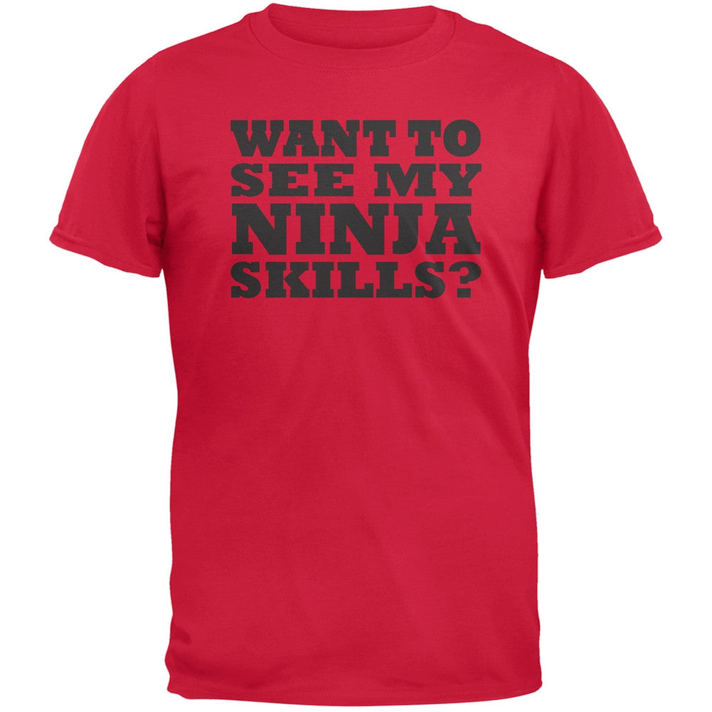 Want To See My Ninja Skills Adult Red Flip Up T-Shirt Men's T-Shirts Old Glory 2XL Red 