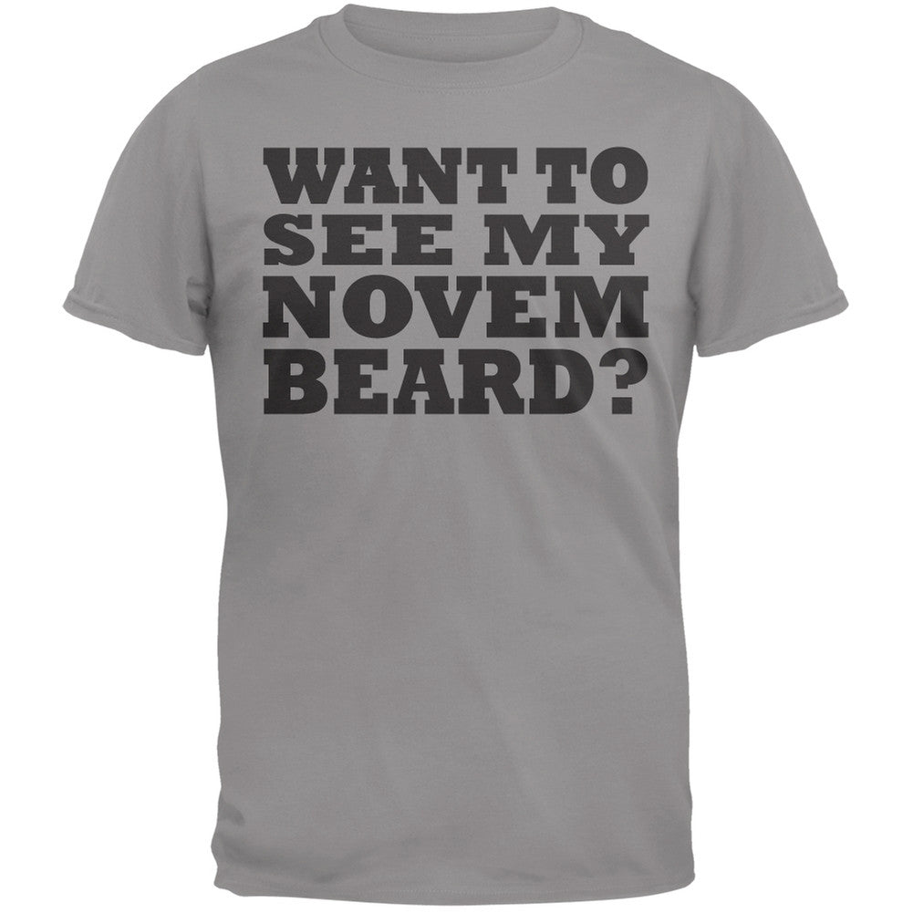 Want To See My November Beard Adult Flip Up Grey T-Shirt Men's T-Shirts Old Glory   