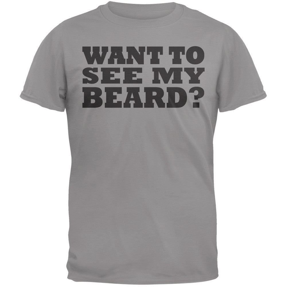 Want To See My Beard Flip Up Adult Grey T-Shirt Men's T-Shirts Old Glory   