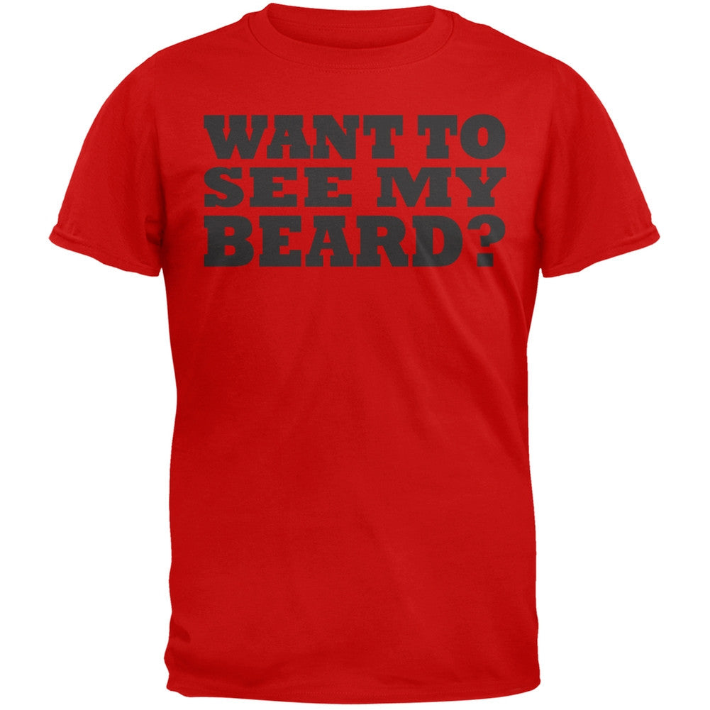 Want To See My Beard Flip Up Adult Red T-Shirt Men's T-Shirts Old Glory 2XL Red 