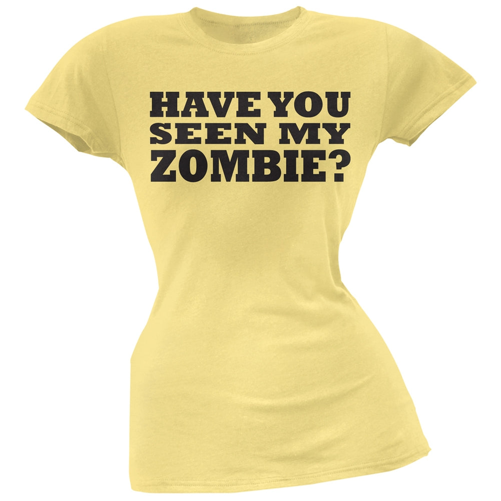 Have You Seen My Zombie Flip Up Yellow Juniors T-Shirt Juniors T-Shirts Old Glory LG Yellow 