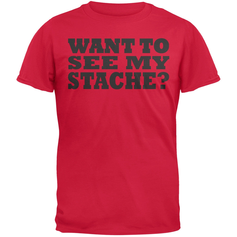 Want To See My Stache Red Adult T-Shirt Men's T-Shirts Old Glory 2XL Red 