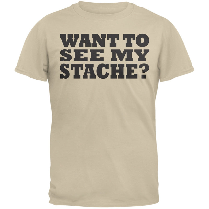 Want To See My Stache Grey Adult T-Shirt Men's T-Shirts Old Glory   