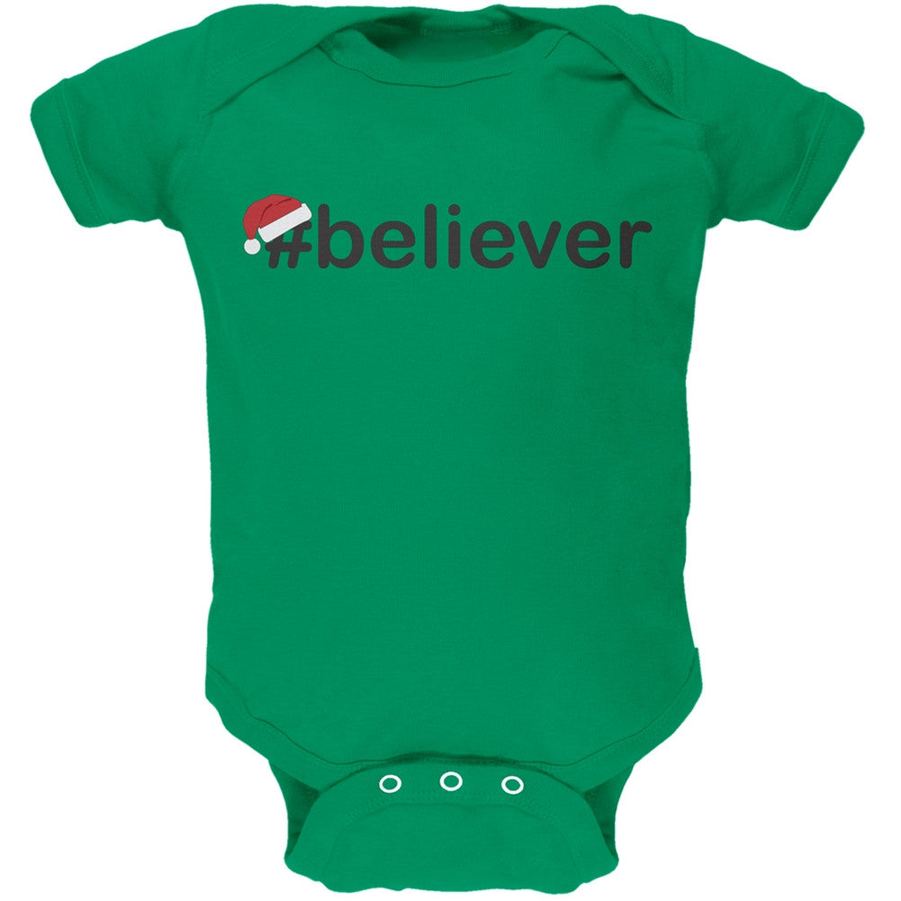 Hashtag Believer Santa Infant Green Bodysuit Infant T-Shirts Old Glory   