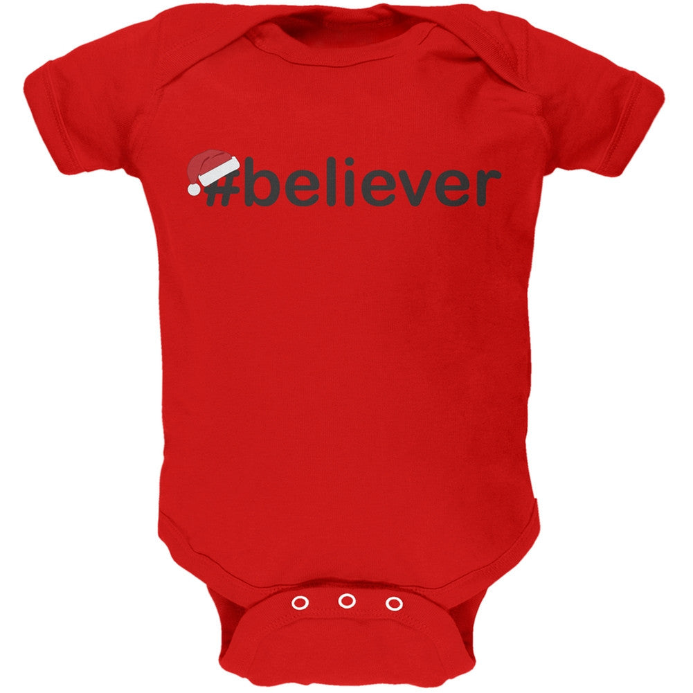 Hashtag Believer Santa Infant Green Bodysuit Infant T-Shirts Old Glory   