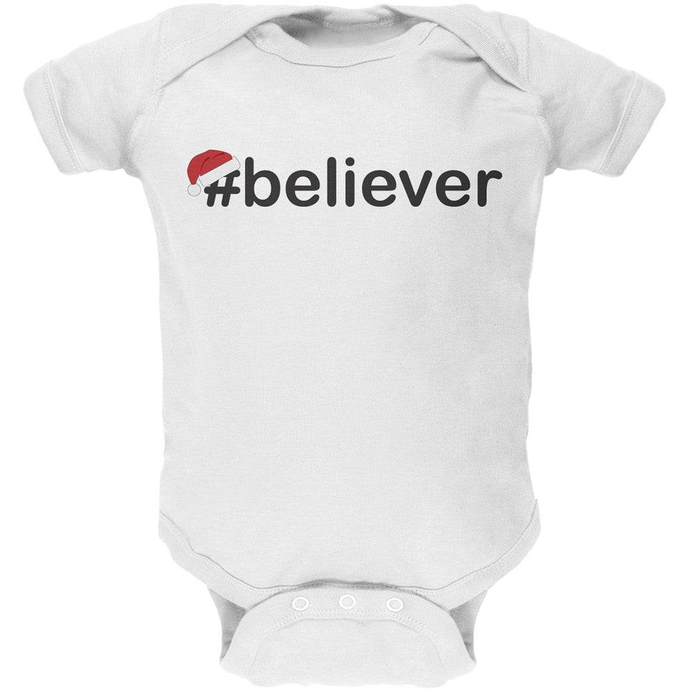 Hashtag Believer Santa Infant Green Bodysuit Infant T-Shirts Old Glory   