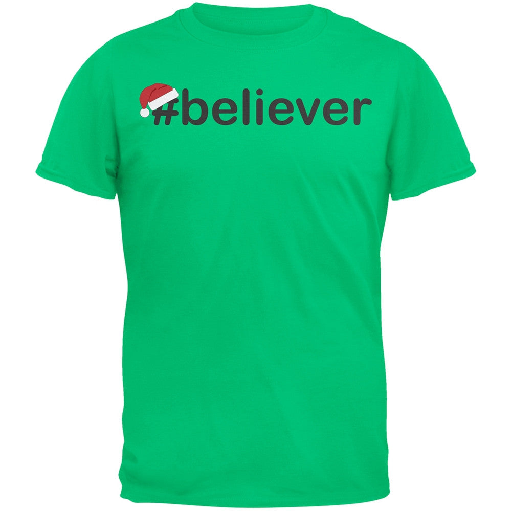 #Believer Santa Mens Green T-Shirt Men's T-Shirts Old Glory SM Green 