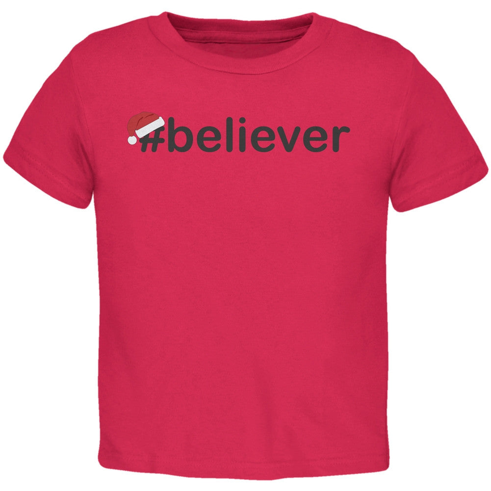 #Believer Santa Toddler Red T-Shirt Toddler T-Shirts Old Glory 2T Red 