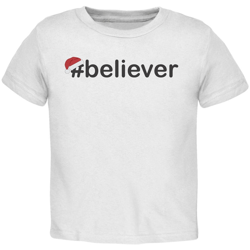 #Believer Santa Toddler Red T-Shirt Toddler T-Shirts Old Glory 2T White 