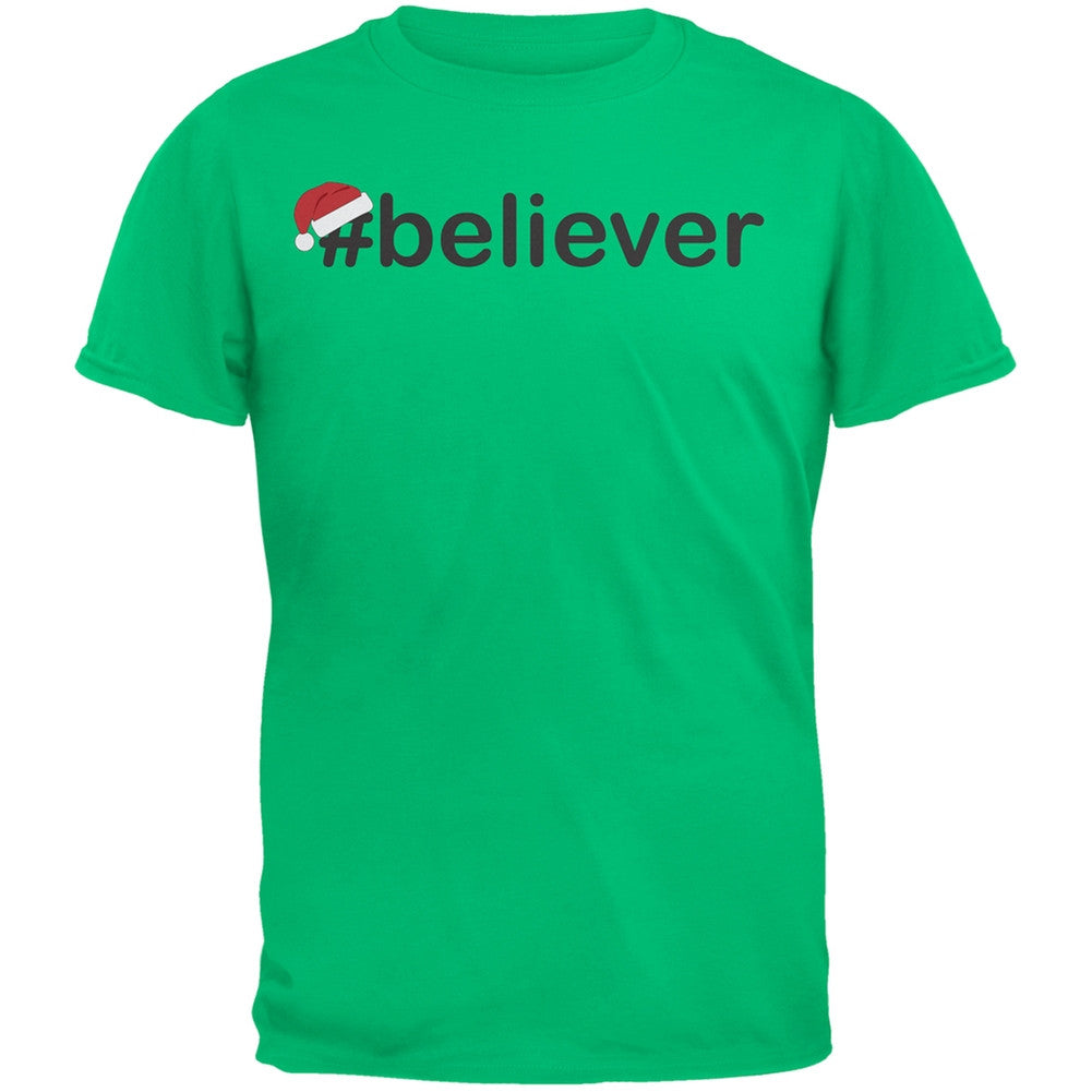 #Believer Santa Youth Green T-Shirt Youth T-Shirts Old Glory SM Green 