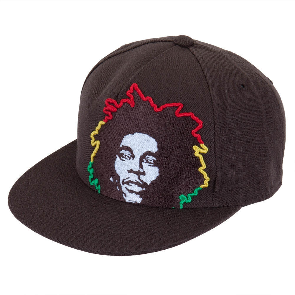 Bob Marley - Rasta Hair Brown Fitted Baseball Cap Fitted Baseball Caps Bob Marley 7-1/4H