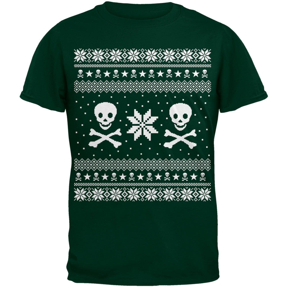 Skull & Crossbones Ugly Christmas Sweater Black T-Shirt Men's T-Shirts Old Glory   