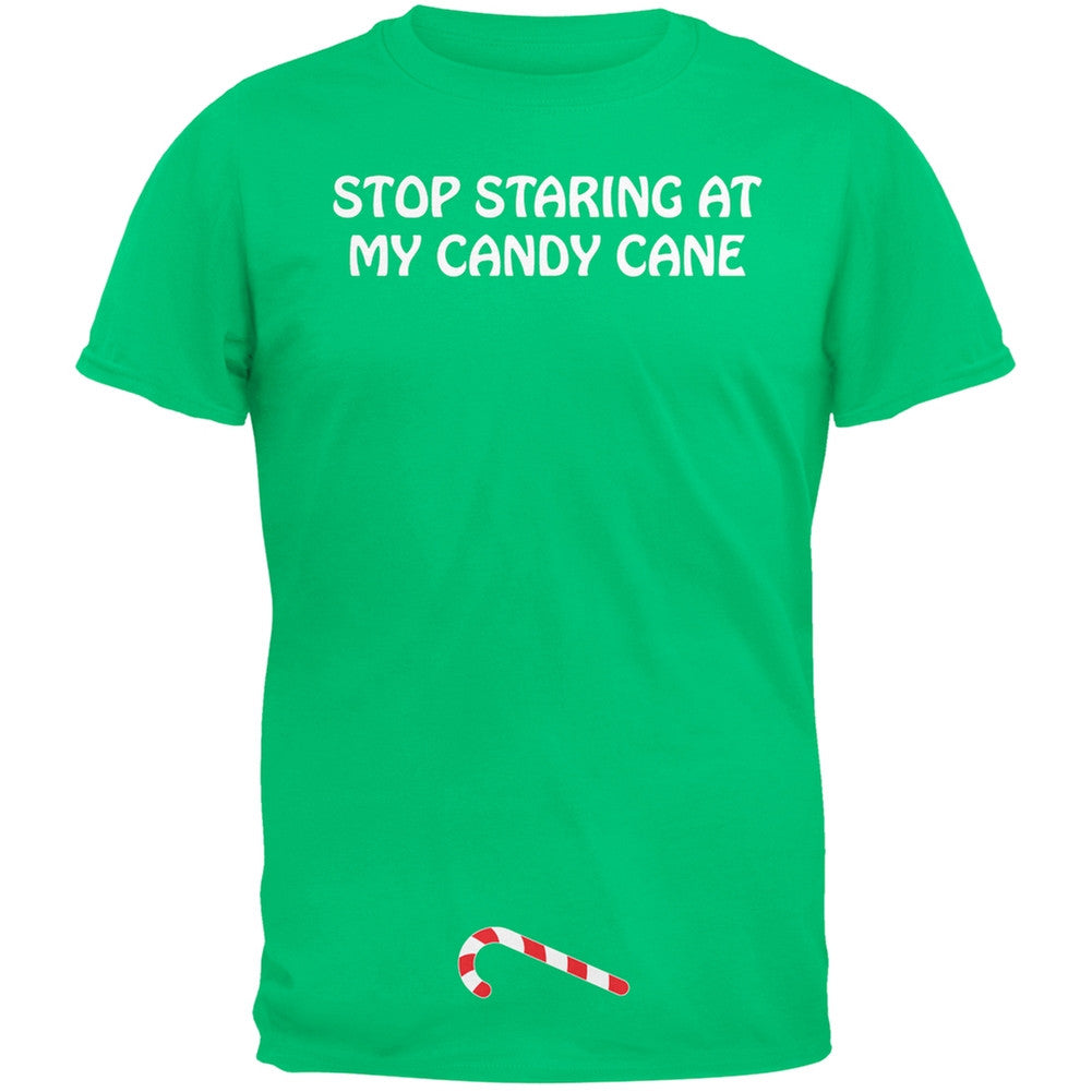 Stop Staring At My Candy Cane Black Adult T-Shirt Men's T-Shirts Old Glory   