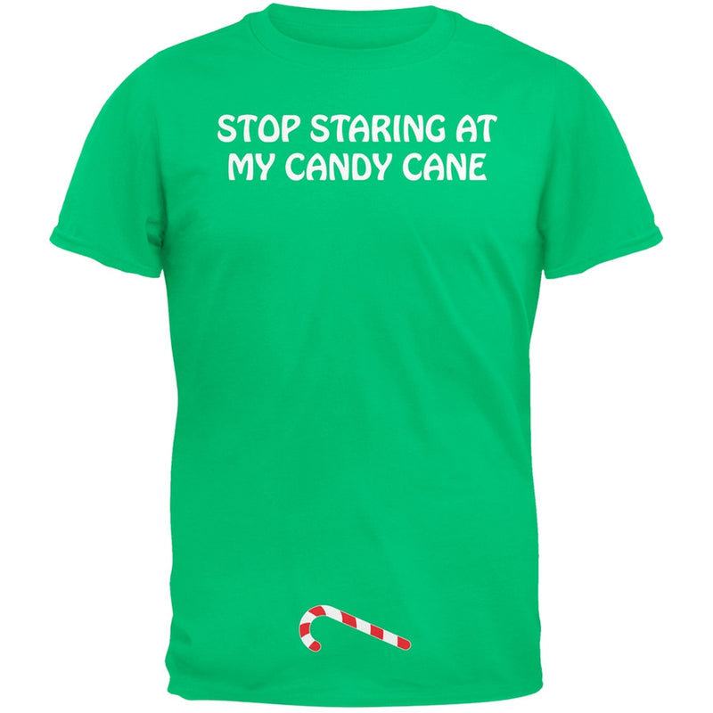 Stop Staring At My Candy Cane Black Adult T-Shirt Men's T-Shirts Old Glory   