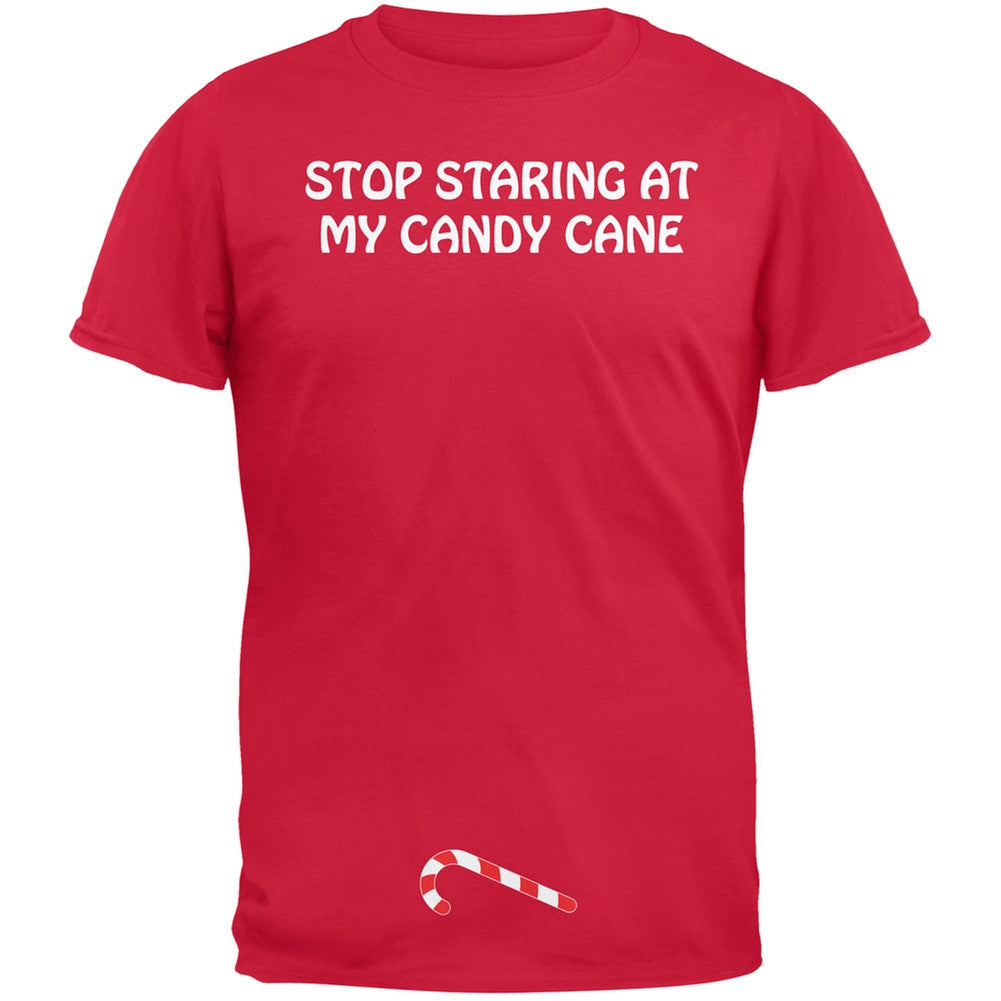 Stop Staring At My Candy Cane Red Adult T-Shirt Men's T-Shirts Old Glory 2XL Red 