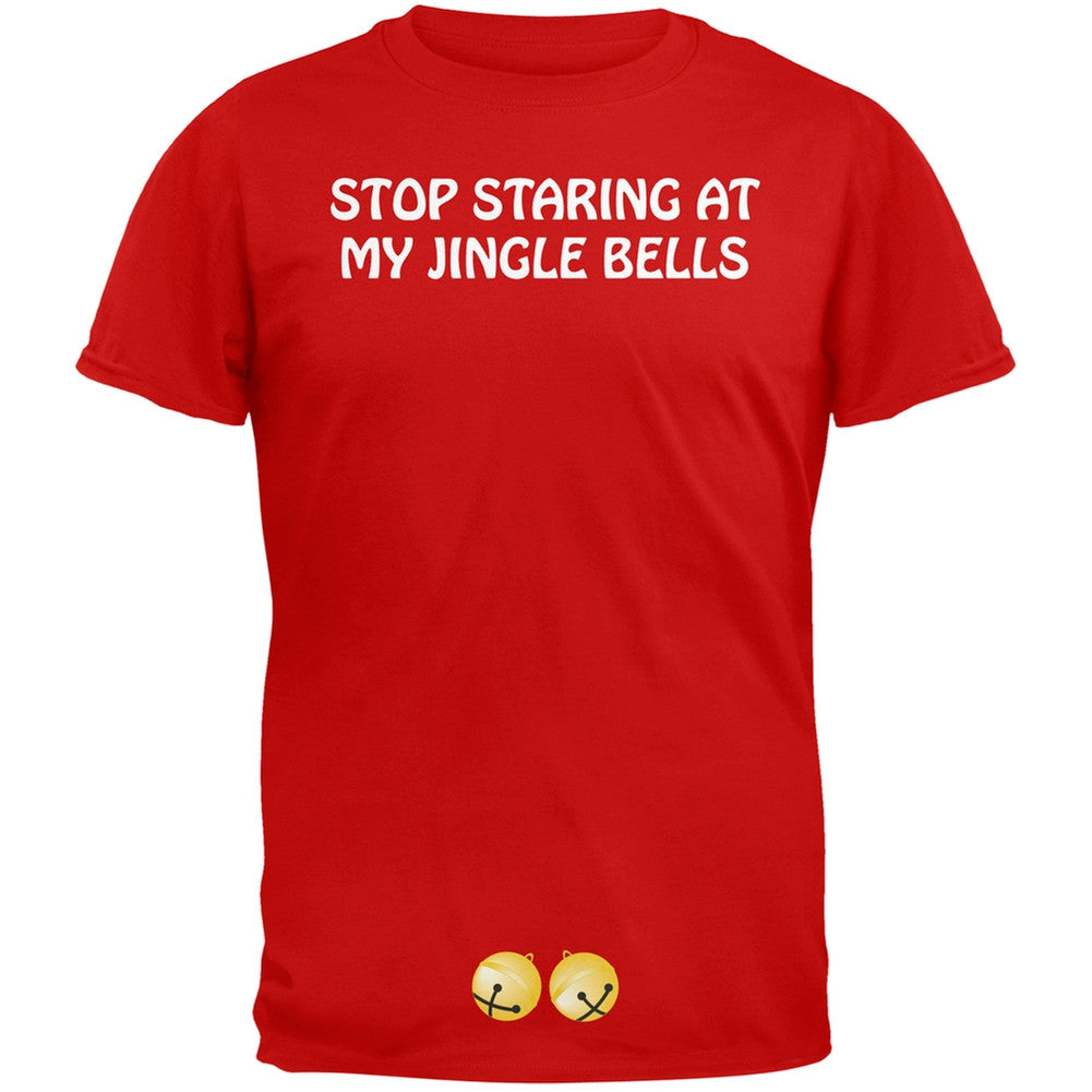 Stop Staring At My Jingle Bells Red Adult T-Shirt Men's T-Shirts Old Glory 2XL Red 