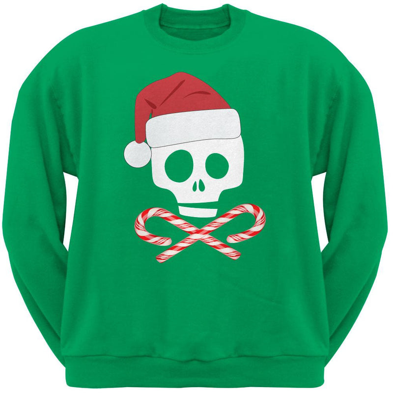 Skull And Cross Candy Canes Santa Black Crew Neck Sweatshirt Men's Sweatshirts Old Glory   