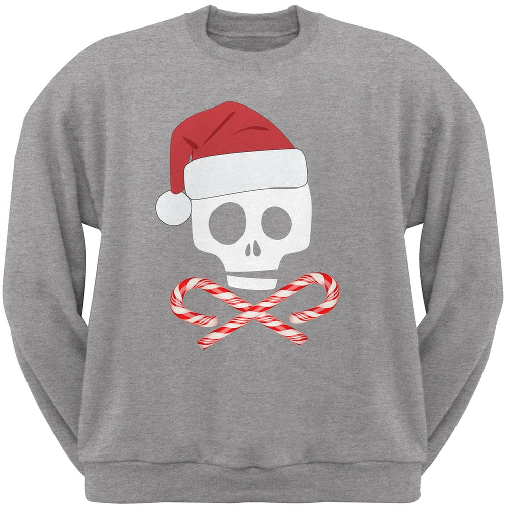 Skull And Cross Candy Canes Santa Black Crew Neck Sweatshirt Men's Sweatshirts Old Glory   