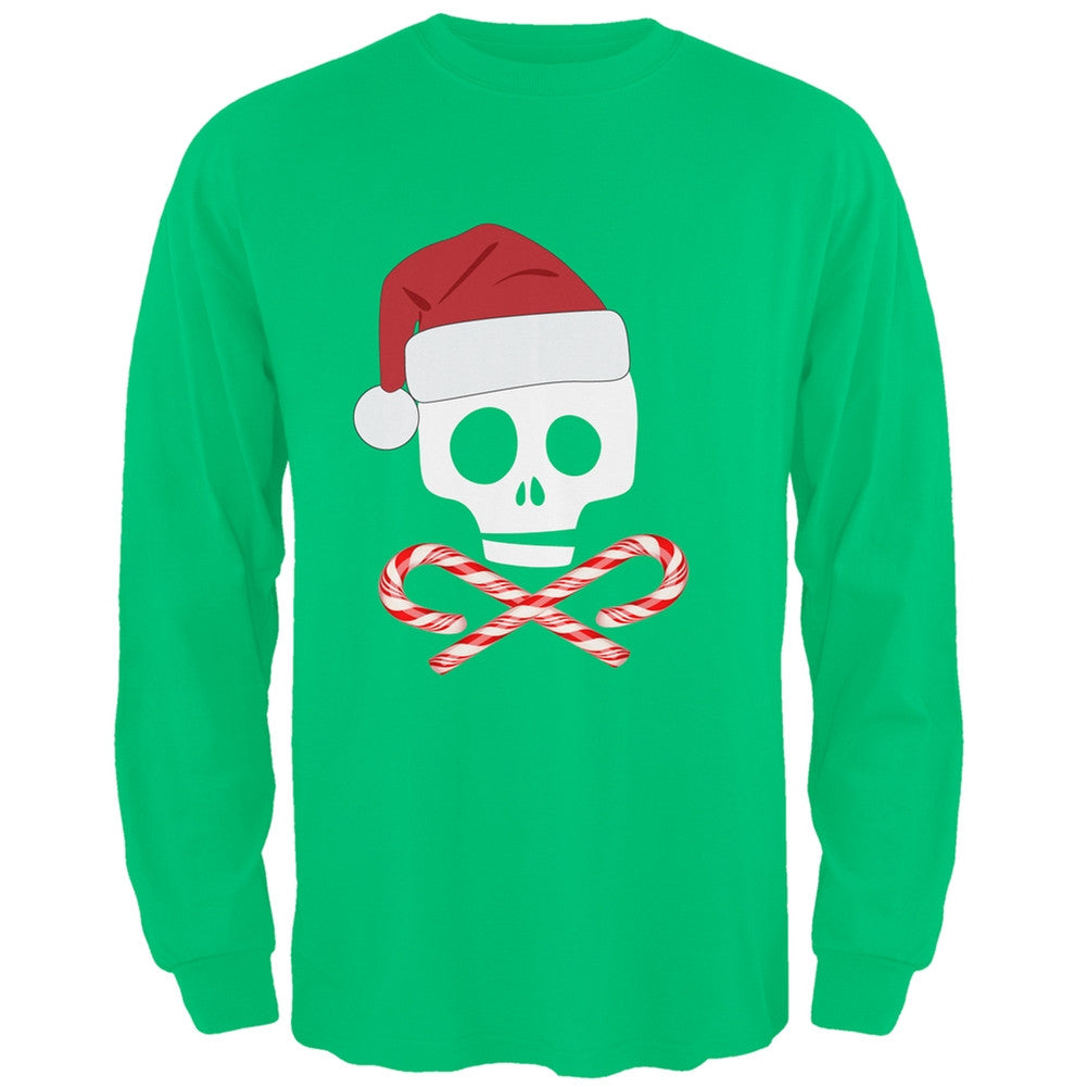 Skull And Cross Candy Canes Santa Black Adult Long Sleeve T-Shirt Men's Long Sleeves Old Glory   