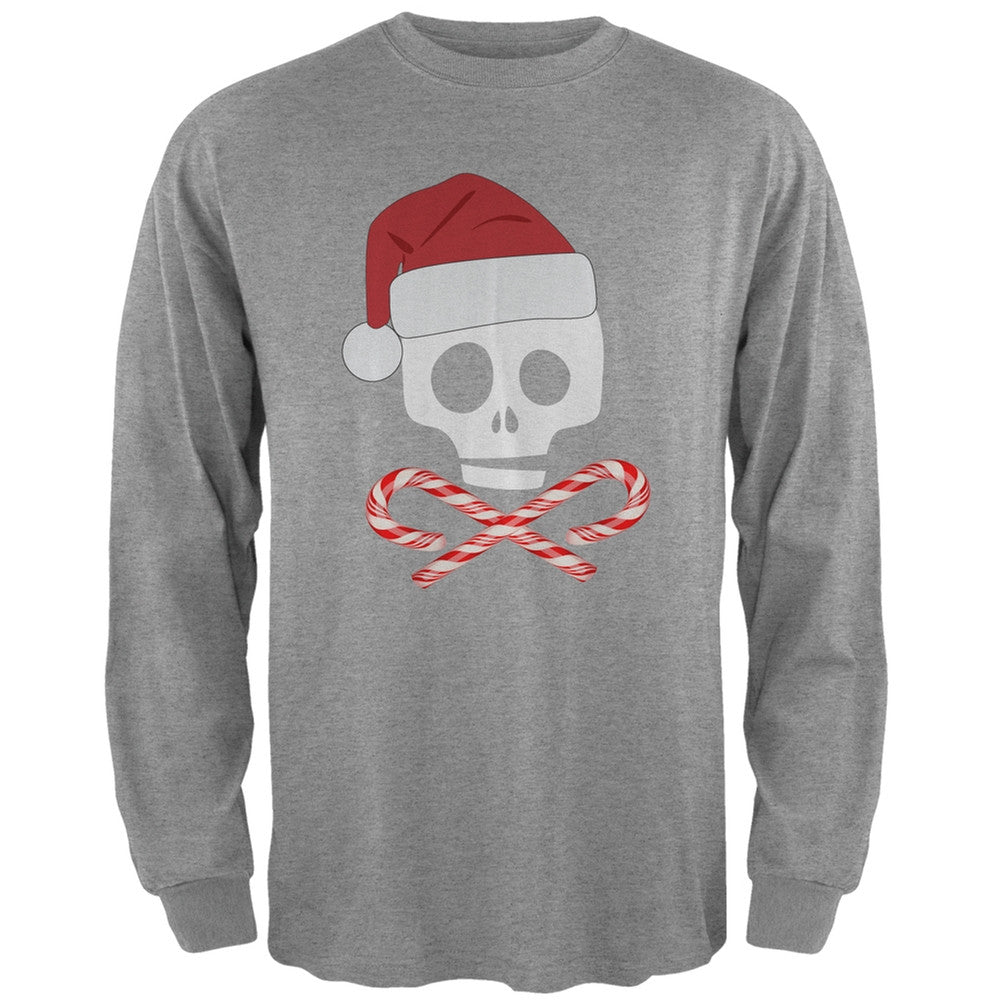 Skull And Cross Candy Canes Santa Black Adult Long Sleeve T-Shirt Men's Long Sleeves Old Glory   