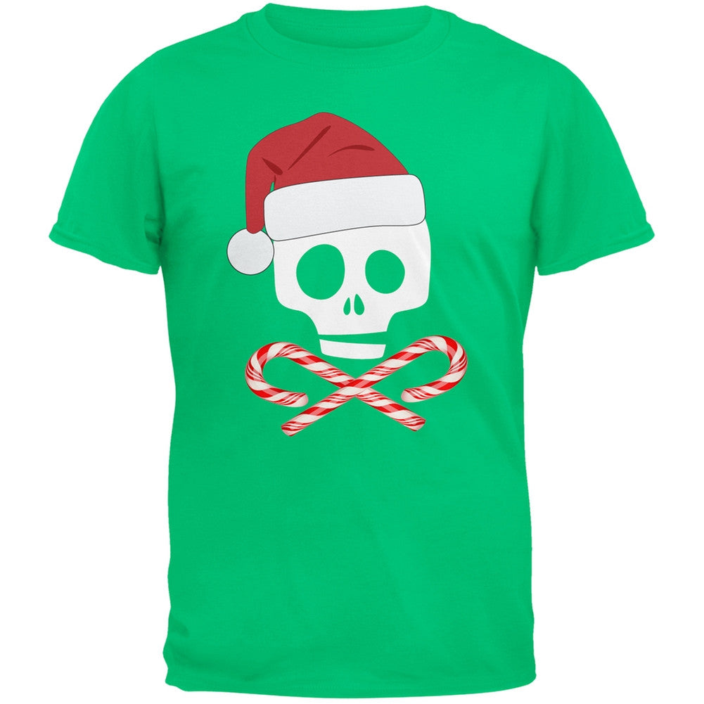 Skull And Cross Candy Canes Santa Black Adult T-Shirt Men's T-Shirts Old Glory   