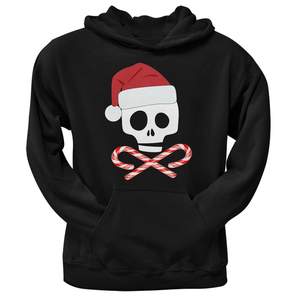 Skull And Cross Candy Canes Santa Black Adult Pullover Hoodie Men's Hoodies Old Glory   