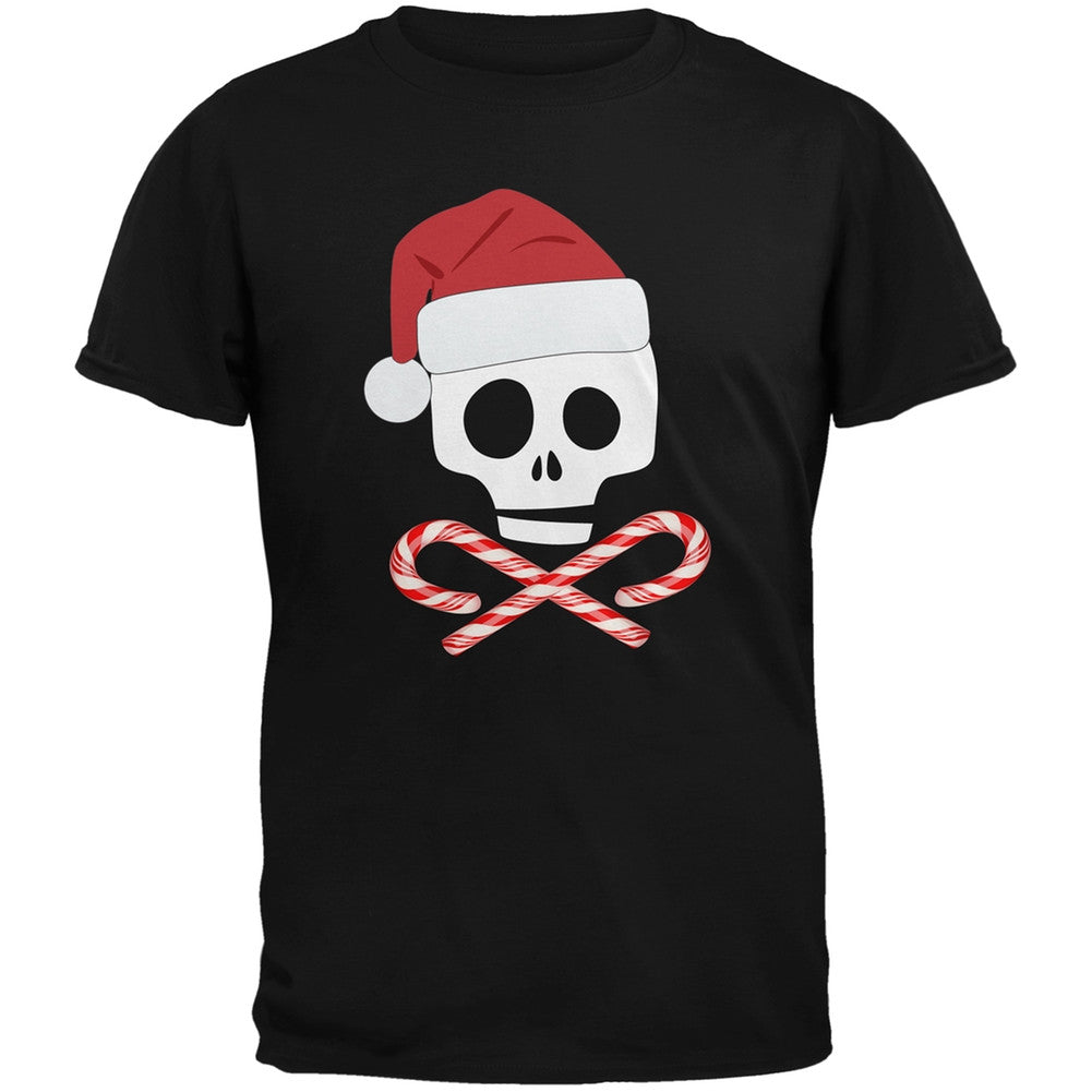 Skull And Cross Candy Canes Santa Black Youth T-Shirt Youth T-Shirts Old Glory   