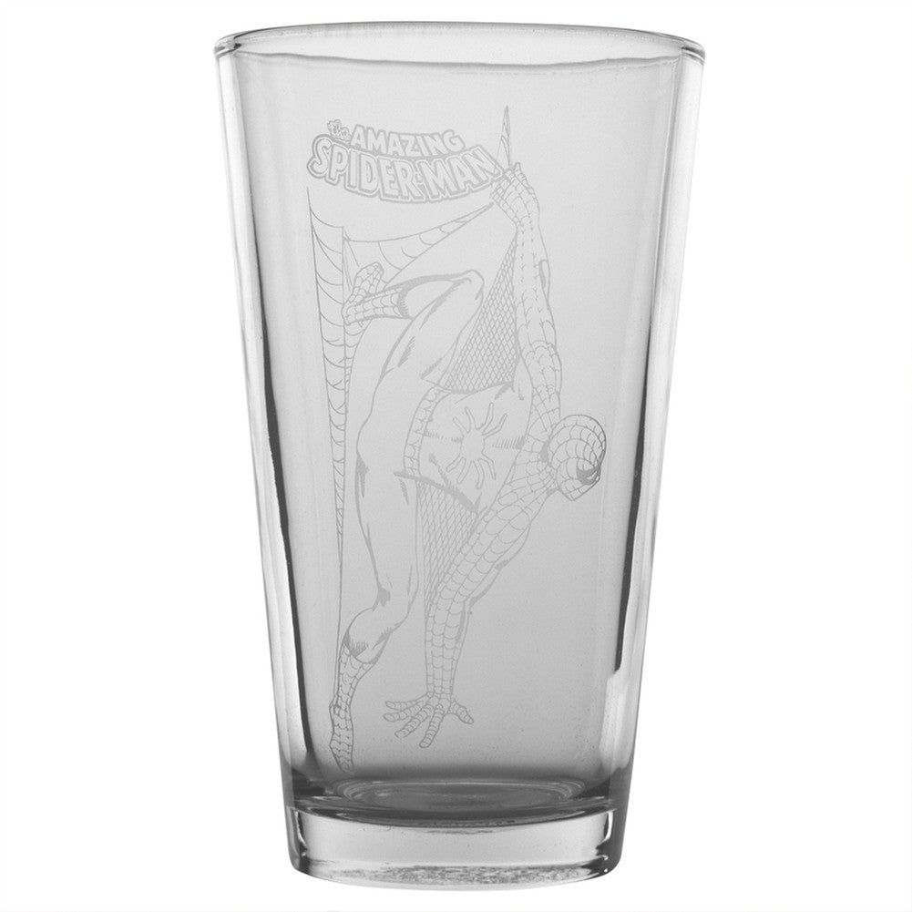 Spider-Man - Flies Etched Pint Glass Pint Glasses Old Glory   