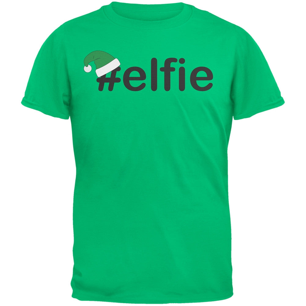 #Elfie Christmas Hashtag Green Youth T-Shirt Youth T-Shirts Old Glory SM Green 