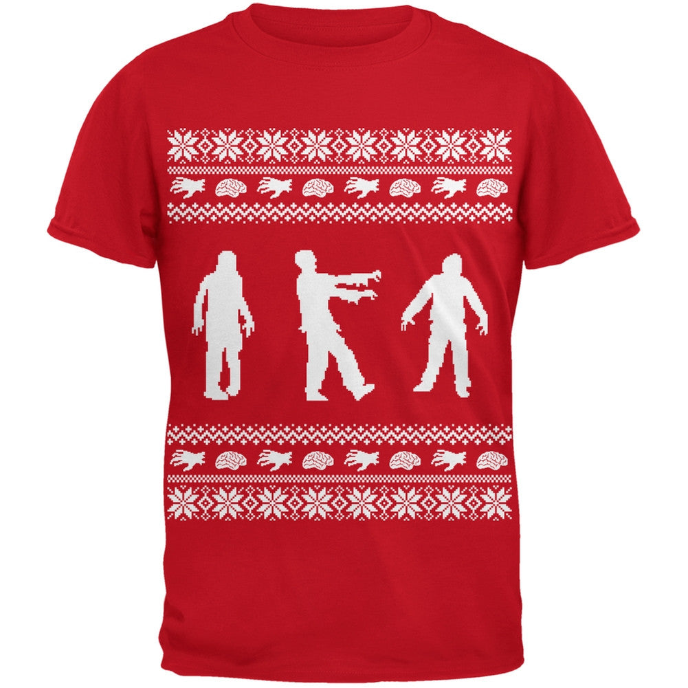 Zombie Ugly Christmas Sweater Red Youth T-Shirt Youth T-Shirts Old Glory   