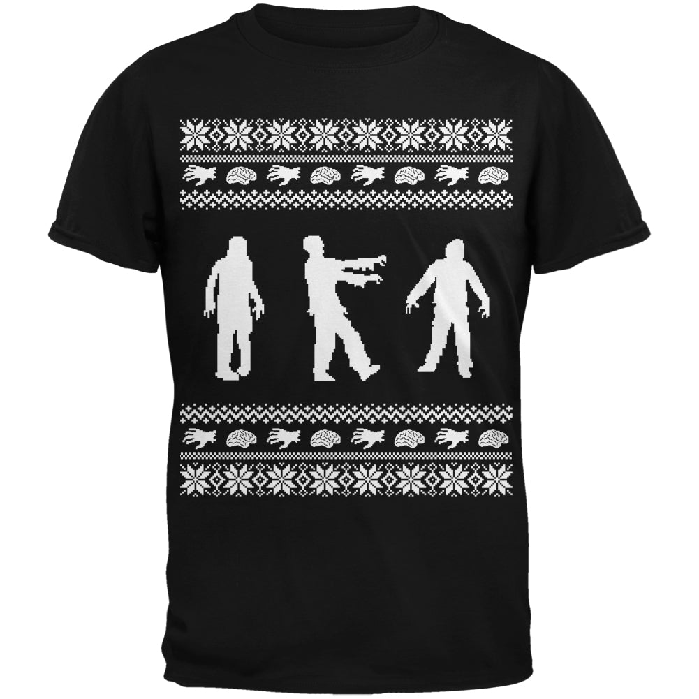 Zombie Ugly Christmas Sweater Black Adult T-Shirt Men's T-Shirts Old Glory 2XL Black 