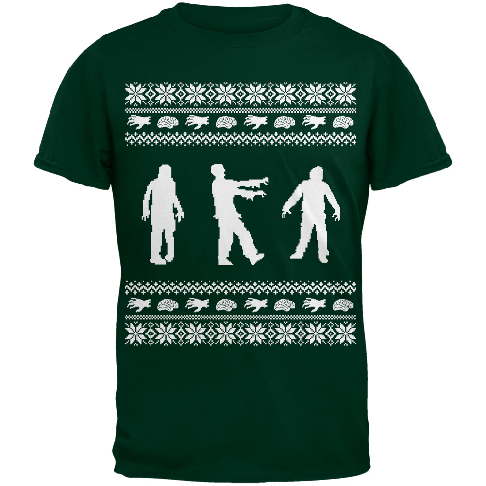 Zombie Ugly Christmas Sweater Green Adult T-Shirt Men's T-Shirts Old Glory 2XL Green 