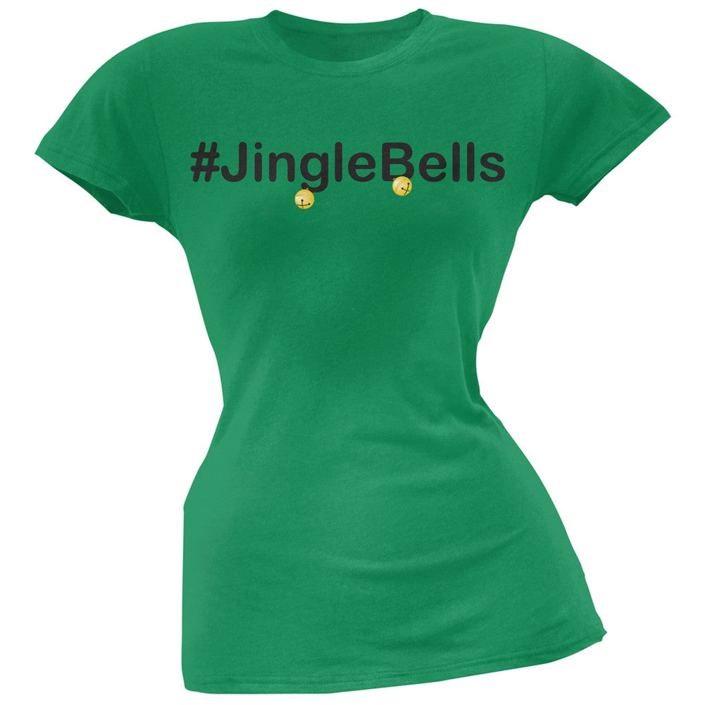 #Jinglebells Christmas Hashtag Green Soft Juniors T-Shirt Juniors T-Shirts Old Glory SM Green 