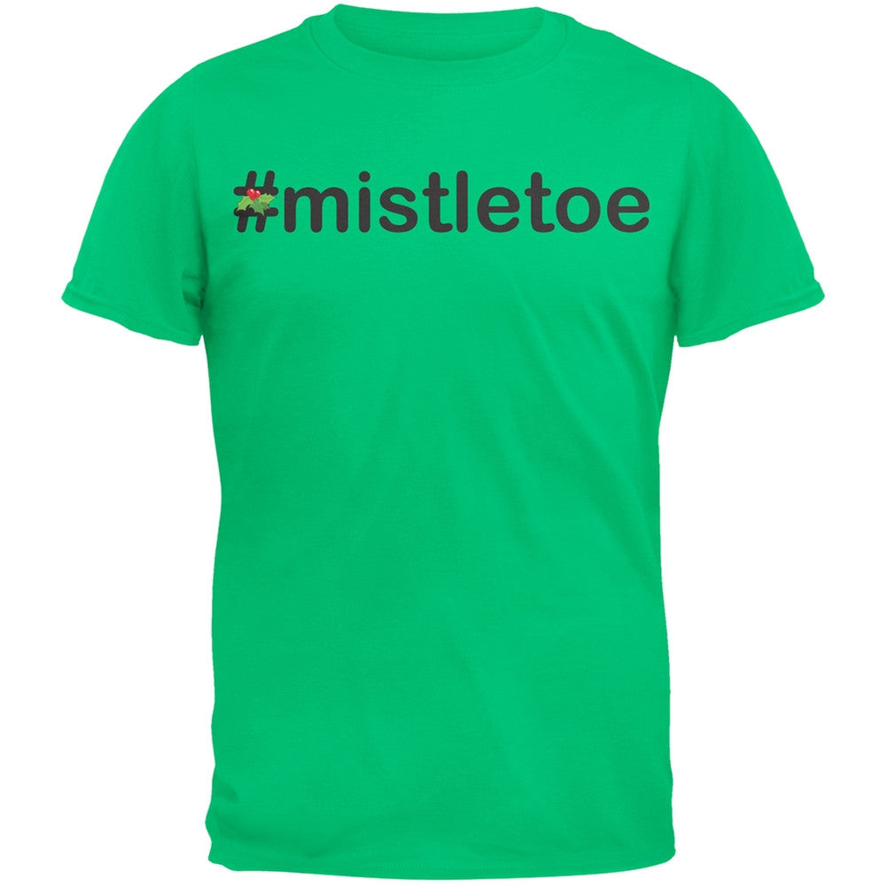 #Mistletoe Christmas Hashtag Green Adult T-Shirt Men's T-Shirts Old Glory SM Green 