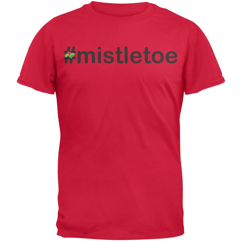 #Mistletoe Christmas Hashtag Red Adult T-Shirt Men's T-Shirts Old Glory SM Red 