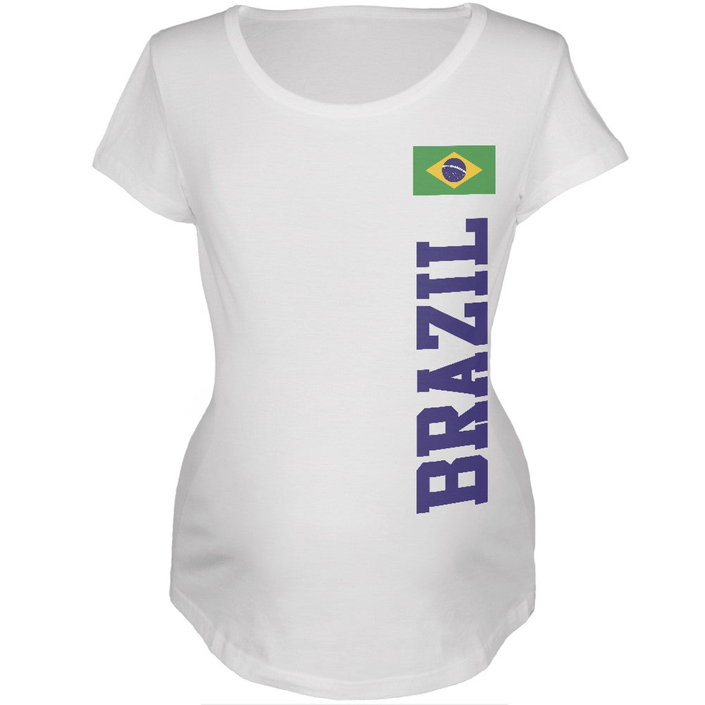 World Cup Brazil White Womens Soft Maternity T-Shirt Maternity T-Shirts FIFA   