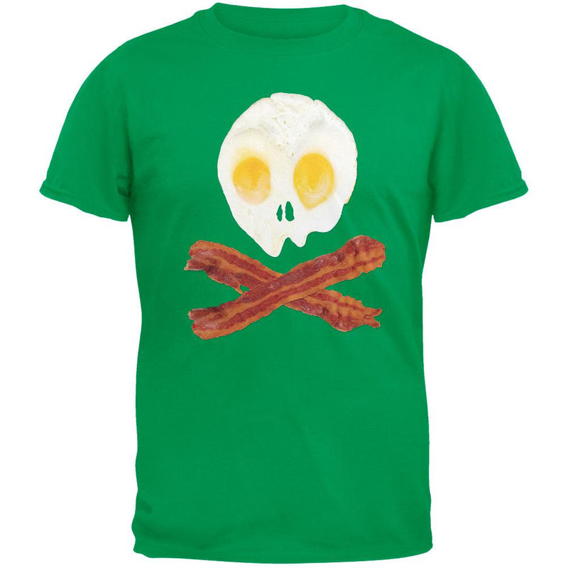 Eggs And Bacon Skull And Cross Bones Black Adult T-Shirt Men's T-Shirts Old Glory   